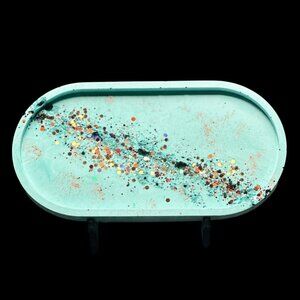 Teal Eco Resin Vanity Tray | Candle Tray | Jewelry Tray